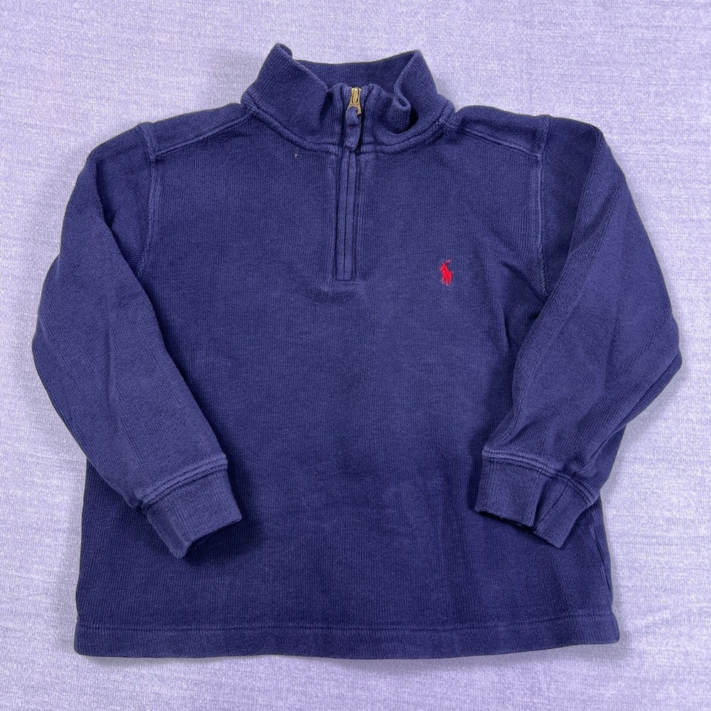 Vintage Polo‎ Ralph Lauren Kids Blue Sportswear 1/4 Zip Pullover Sweater Size 6